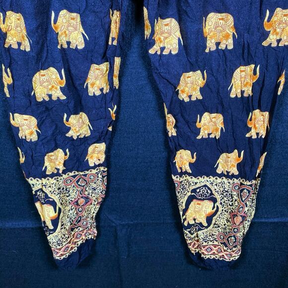 Harem Womens Pants Black Multi Elephant Lounge Boho Bohemian One Size - Picture 3 of 13
